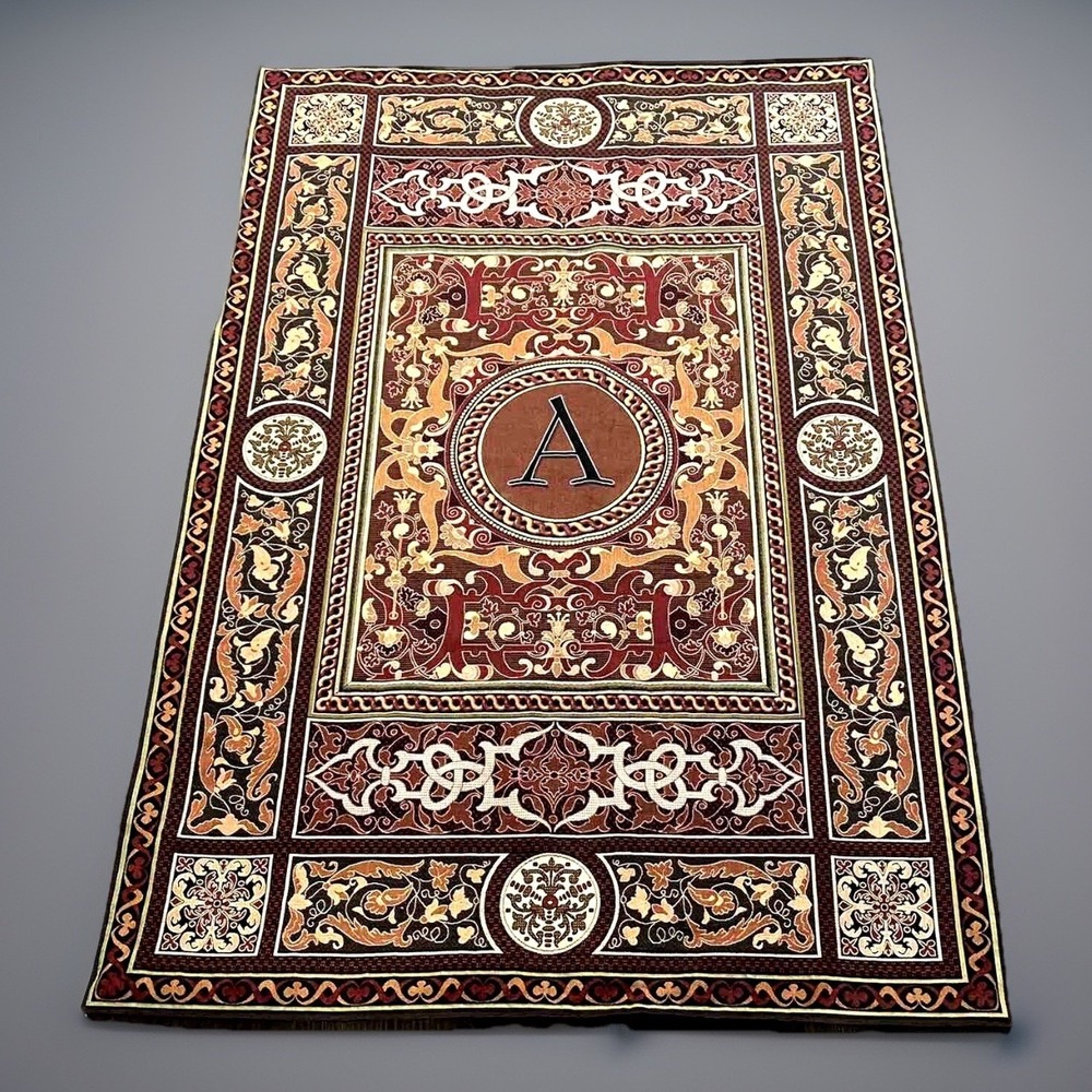 FINE ART TAPESTRIES A Monogram Jacquard Medallion Wall Art Mosaic Tapestry 75x53